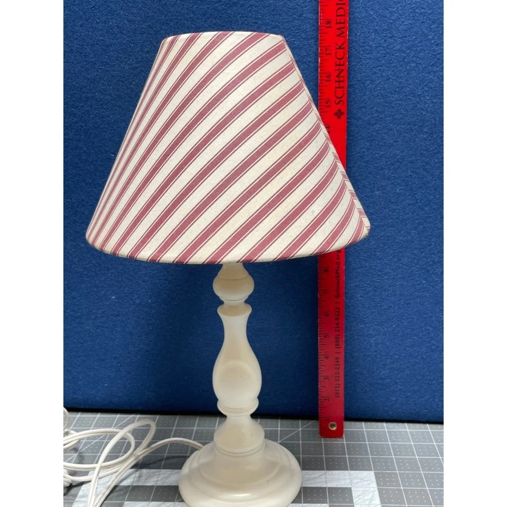 Whites Kids Night Stand Bureau Lamp Striped Shade  67
